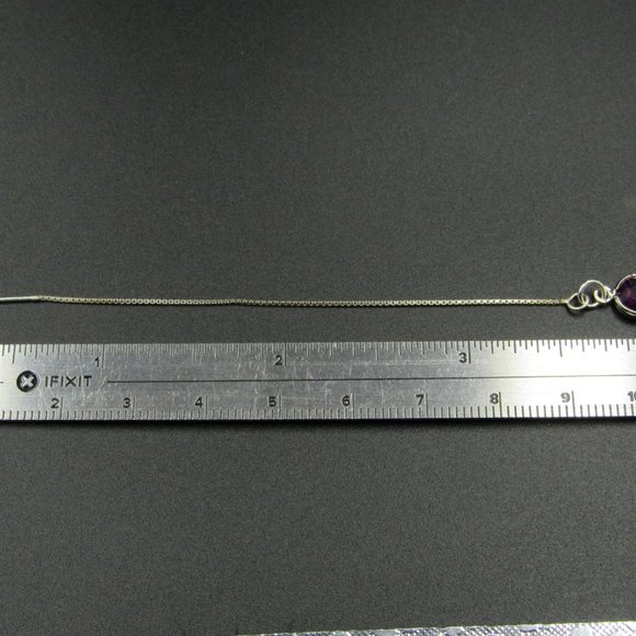 Sterling Silver Long Chain Crystal Earrings - Picture 5 of 6